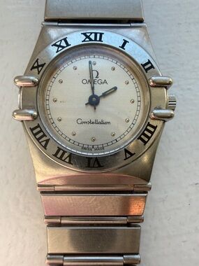 Omega Constellation Women's Silver and Cream Stainless Steel Watch